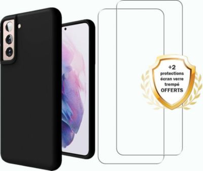 Coque EVETANE Galaxy S21 FE Noir + 2 Vitres