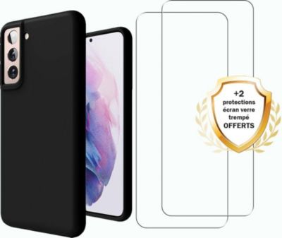 Coque EVETANE Galaxy S21 FE Noir + 2 Vitres Coque EVETANE Galaxy S21 FE Noir + 2 Vitres