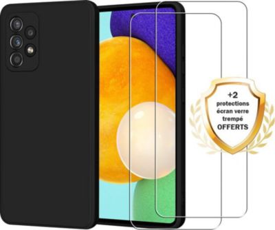 Coque EVETANE Galaxy A52 Noir + 2 Vitres