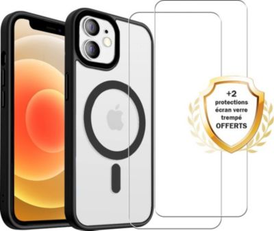 Coque EVETANE Magsafe iPhone 12 Mini Noir + 2 Vitres Coque EVETANE Magsafe iPhone 12 Mini Noir + 2 Vitres