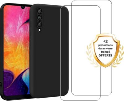 Coque EVETANE Galaxy A50 Noir + 2 Vitres