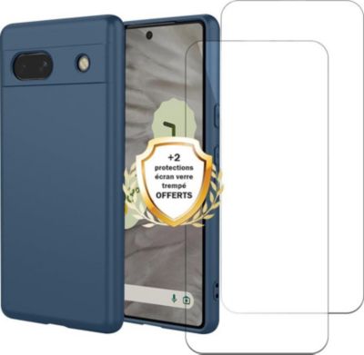 Coque EVETANE Pixel 7A Bleu + 2 Vitres
