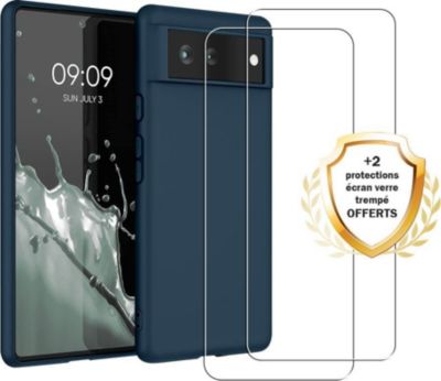 Coque EVETANE Pixel 6 Bleu + 2 Vitres