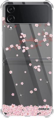Coque EVETANE Souple Galaxy Z Flip 4 Chute Fleurs