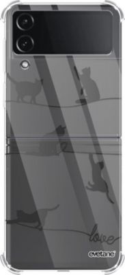 Coque EVETANE Souple Galaxy Z Flip 4 Chat Lignes