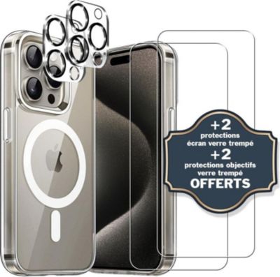 Coque EVETANE Magsafe iPhone 15 Pro + 2 Vitres