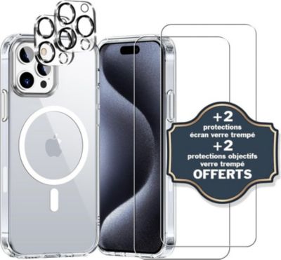 Coque EVETANE Magsafe iPhone 15 Pro Max + 2 Vitres