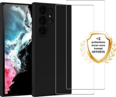Coque EVETANE Galaxy S22 Ultra Noir + 2 Vitres