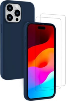 Coque EVETANE iPhone 15 Pro Bleu + 2 Vitres