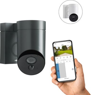 Caméra de surveillance SOMFY Outdoor Camera grise + stickers alarme