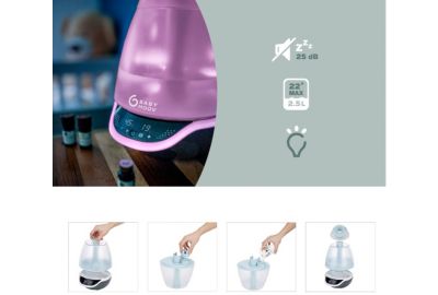 Babymoov Hygro Plus, humidificateur numérique avec veilleuse (7 couleurs),  contrôle automatique de l'humidité, nébuliseur d'huiles essentielles - Babi  Black Market