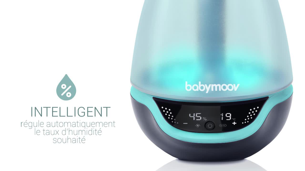Babymoov Hygro(+) Humidicateur d'air à Vapeur Froide, Silencieux, Contrôle  automatique ou manuelle de l'humidité, Veilleuse multicolore : :  Bébé et Puériculture