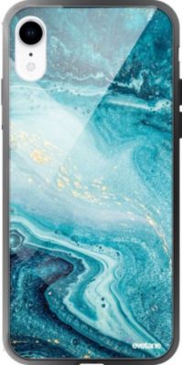 Coque EVETANE Verre iPhone XR Marbre Bleu