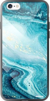 Coque EVETANE Verre iPhone 6/6S Bleu Nacré