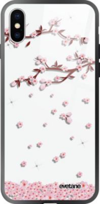 Coque EVETANE Verre iPhone XS Max Chute De Fleurs