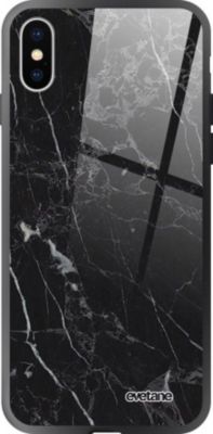 Coque EVETANE Verre iPhone XS Max Marbre Noir