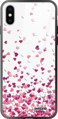 Coque EVETANE Verre iPhone XS Max Confettis Coeur