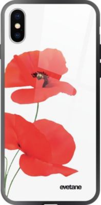 Coque EVETANE Verre iPhone XS Max Coquelicot
