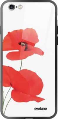 Coque EVETANE Verre iPhone 6/6S Plus Coquelicot