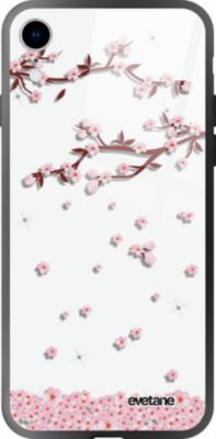 Coque EVETANE Verre iPhone XR Chute Fleurs