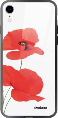 Coque EVETANE Verre iPhone XR Coquelicot
