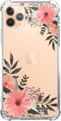 Coque EVETANE Souple iPhone 11 Pro Fleurs Rose