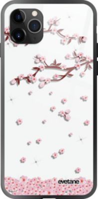 Coque EVETANE Verre iPhone 11 Pro Chute Fleurs