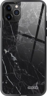 Coque EVETANE Verre iPhone 11 Pro Max Marbre Noir