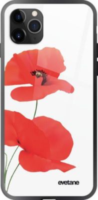 Coque EVETANE Verre iPhone 11 Pro Max Coquelicot