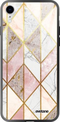 Coque EVETANE Verre iPhone XR Marbre Rose