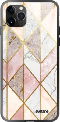 Coque EVETANE Verre iPhone 11 Pro Max Marbre Rose