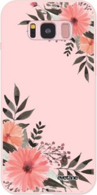Coque EVETANE Silicone Galaxy S8 Fleurs Rose