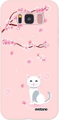 Coque EVETANE Silicone Galaxy S8 Chat Fleurs