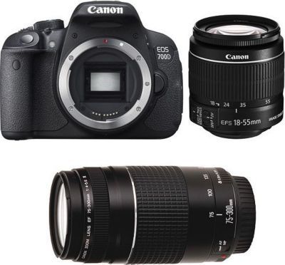 Appareil photo Reflex CANON EOS 700D + 18-55 IS + 75-300 III Reconditionné