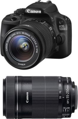 Appareil photo Reflex CANON EOS 100D + 18-55 IS STM + 55-250 IS STM Reconditionné