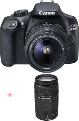 Appareil photo Reflex CANON EOS 1300D + 18-55 III + 75-300 III Reconditionné