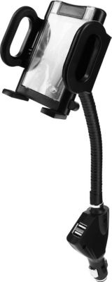 Support smartphone AVIZAR Voiture Allume-cigare 2USB Bras flexible