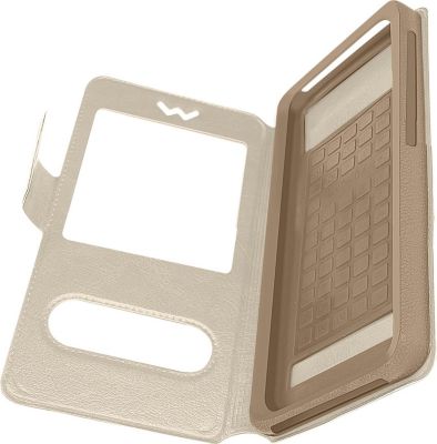 Etui AVIZAR Housse Universel 2x Fenêtre Or XXL