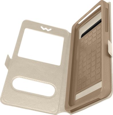 Etui AVIZAR Housse Universel 2x Fenêtre Or 3XL