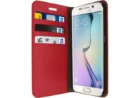 Etui AVIZAR Galaxy S6 Edge en Cuir Surpiqué Rouge