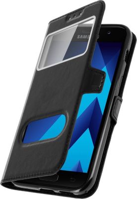 Etui AVIZAR Samsung A3 2017 Double Fenêtre Noir