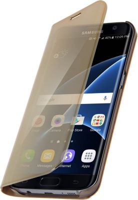 Etui AVIZAR Samsung S7 Edge Effet Miroir Stand Or