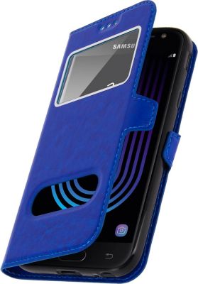 Etui AVIZAR Samsung J3 2017 Double Fenêtre Bleu Nuit Etui AVIZAR Samsung J3 2017 Double Fenêtre Bleu Nuit