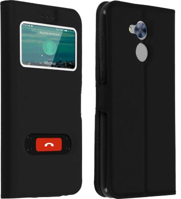 Etui AVIZAR Honor 6A Double Fenêtre Noir