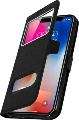 Etui AVIZAR Apple iPhone X / XS Double Fenêtre Noir