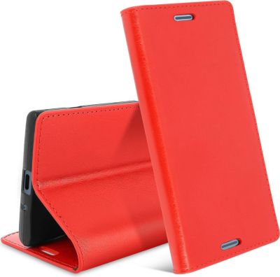 Etui AVIZAR Sony Xperia XZ1 Portefeuille Cuir Rouge