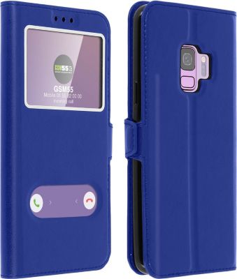 Etui AVIZAR Samsung Galaxy S9 Double Fenêtre Bleu