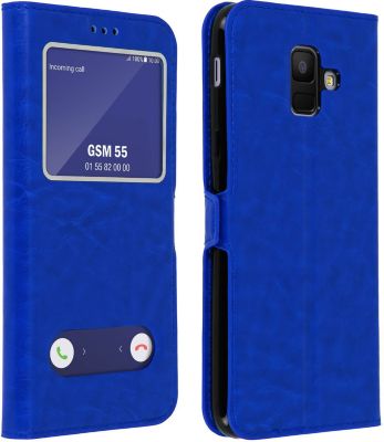 Etui AVIZAR Samsung Galaxy A6 Double Fenêtre Bleu