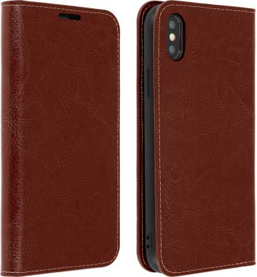 Etui AVIZAR iPhone XS Max Portefeuille Cuir Marron