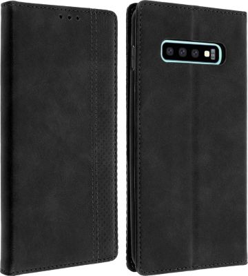 Etui AVIZAR Samsung S10 Aspect Cuir vielli Noir